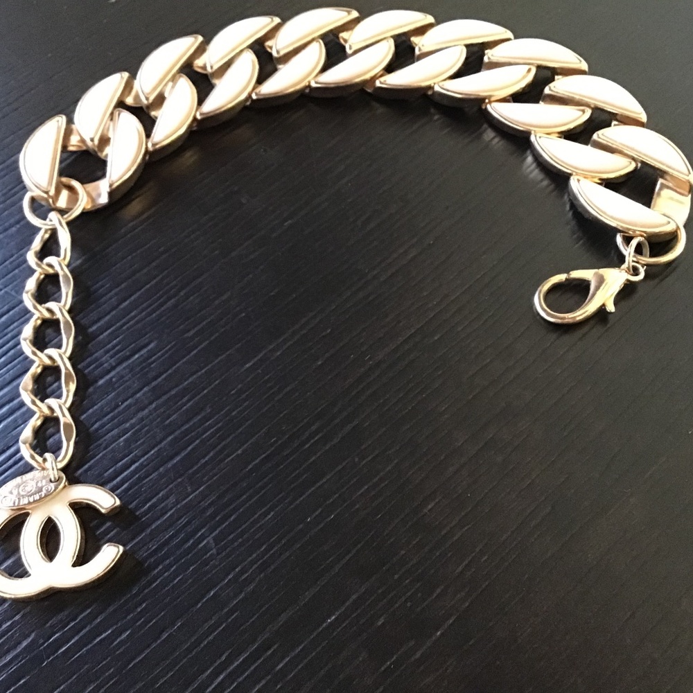 Chanel white enamel bracelet